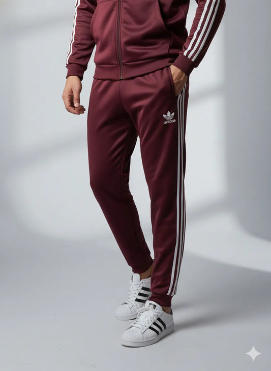 Winter Stripes Zipper Tracksuit "Maroon"